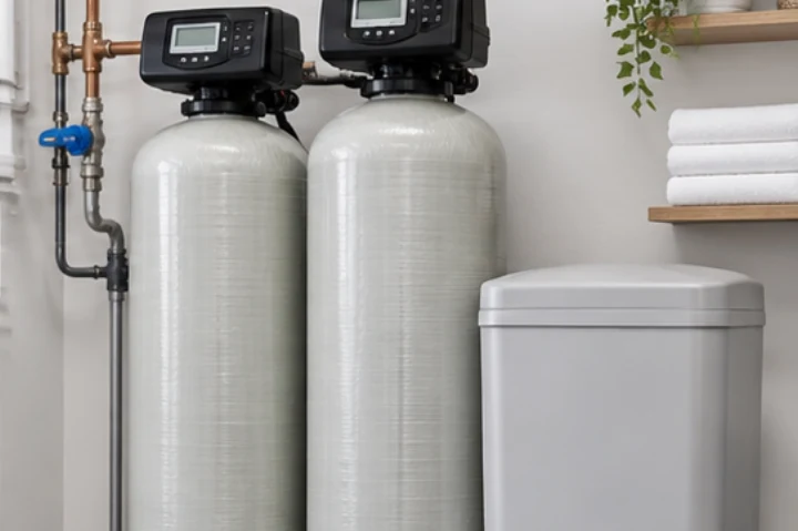 A residential water softening and filtration system